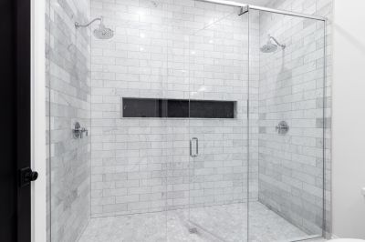 Shower with Marble Tiles